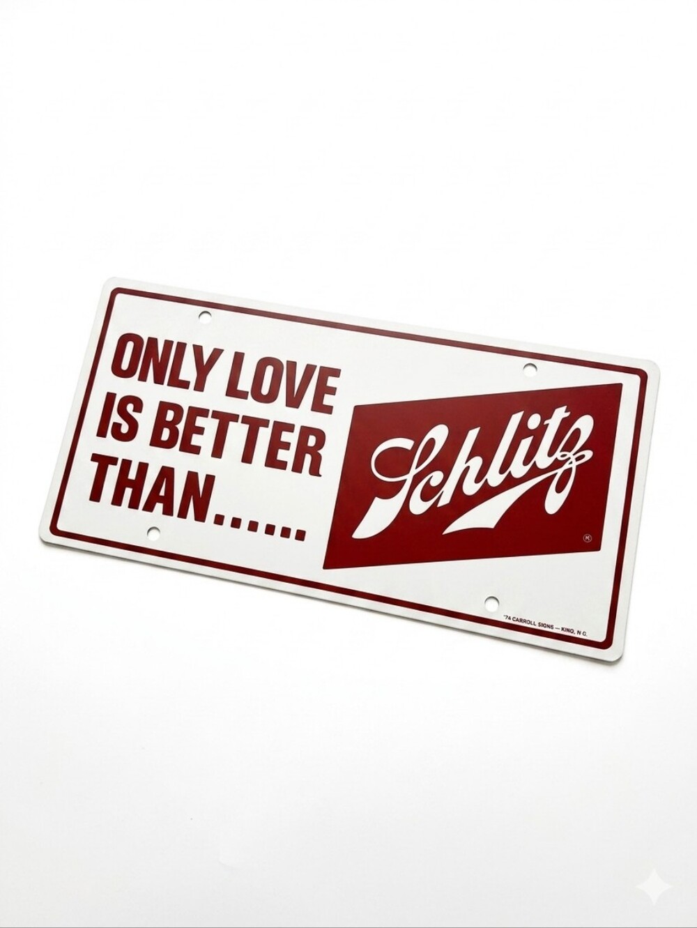 Vintage 1974 Schlitz Beer Promotional License Plate Size Metal